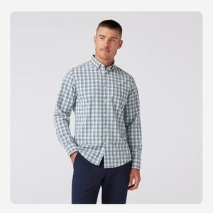 MIZZEN + MAIN LEEWARD dress shirt White Noah PlaidPrint M Classic Fit Retail$138